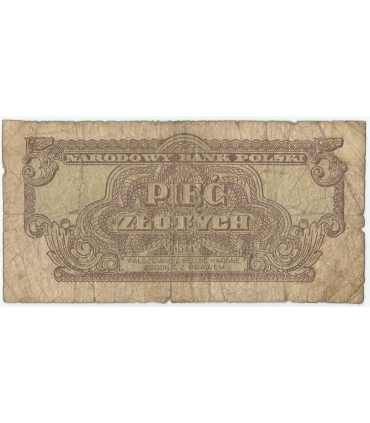 5 złotych 1944, w klauzuli OBOWIĄZKOWYM, seria CY, st. 6