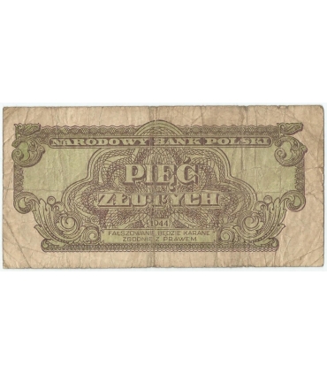 5 złotych 1944, w klauzuli OBOWIĄZKOWYM, seria AM, st. 5