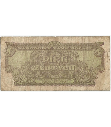 5 złotych 1944, w klauzuli OBOWIĄZKOWYM, seria AO , st. 5