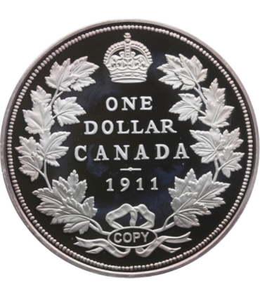 Replika / Kopia. Kanada. 1 Dolar 1911 Dei Gratia, srebro Ag999, 20g