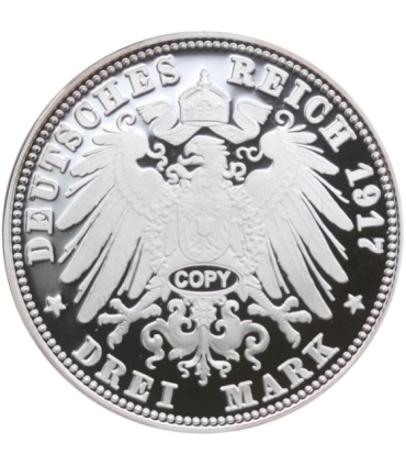 Replika / Kopia. Niemcy drei mark 1917, srebro Ag999, 20g