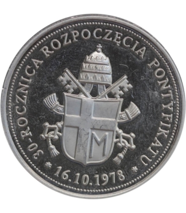 Polska, Jan Paweł II, 30 rocznica pontyfikatu, 2008, srebro Ag999, st. 2