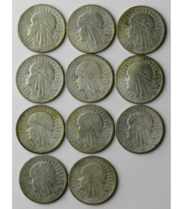 LOT 11 x 2 złote głowa kobiety 1932-1934