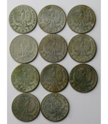 LOT 11 x 2 złote głowa kobiety 1932-1934