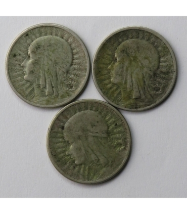 LOT 3 x 2 złote głowa kobiety 1932, 1933, 1934