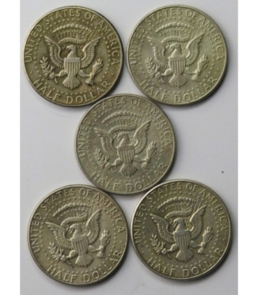 Lot: USA 5 x 1/2 dolara half dollar Kennedy 1964, stan ~2