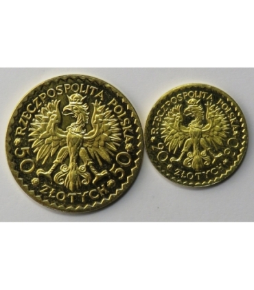 Lot: 2x replika monet 10 i 20 zł Chrobry 1925, Mennica Polska