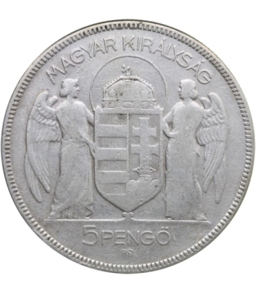 Węgry 5 pengo, 1930 10 rocznica Regencja Admirała Horthy, srebro