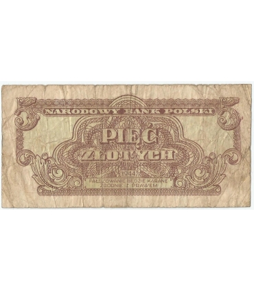 5 złotych 1944, w klauzuli OBOWIĄZKOWE, seria aT , st. 4-