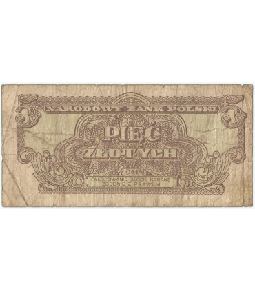 5 złotych 1944, w klauzuli OBOWIĄZKOWE, seria HK, st. 5-