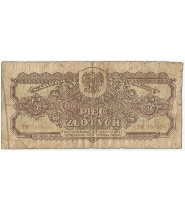 5 złotych 1944, w klauzuli OBOWIĄZKOWE, seria TH, st. 5-