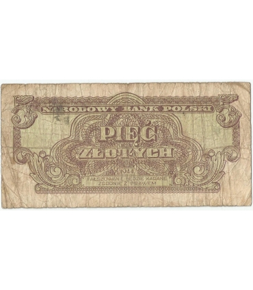 5 złotych 1944, w klauzuli OBOWIĄZKOWE, seria HO, st. 5-