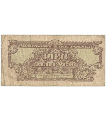 5 złotych 1944, w klauzuli OBOWIĄZKOWE, seria HH, st. 5-