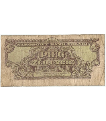 5 złotych 1944, w klauzuli OBOWIĄZKOWE, seria HO, st. 6