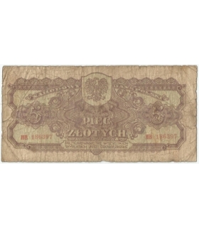 5 złotych 1944, w klauzuli OBOWIĄZKOWE, seria HB, st. 5-