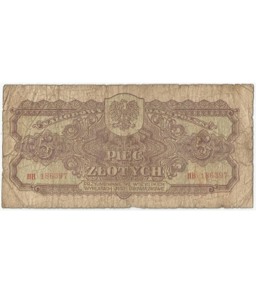 5 złotych 1944, w klauzuli OBOWIĄZKOWE, seria HB, st. 5-