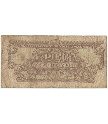 5 złotych 1944, w klauzuli OBOWIĄZKOWE, seria HB, st. 5-