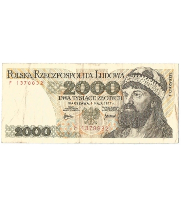 2000 zł Mieszko i Chrobry, 1977, seria F, stan 3-/4+
