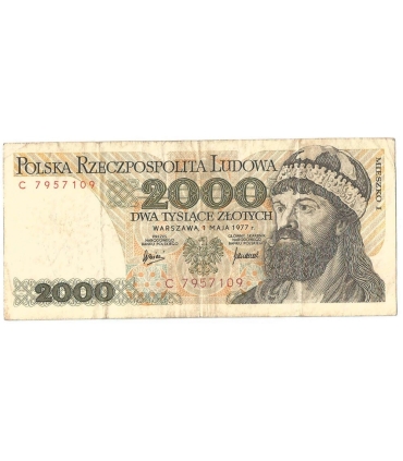 2000 zł Mieszko i Chrobry, 1977, seria C, stan 4+
