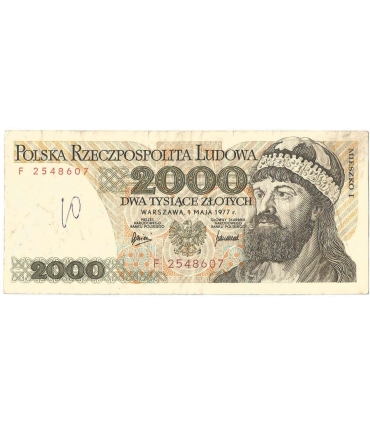2000 zł Mieszko i Chrobry, 1977, seria F, stan 3-/4+
