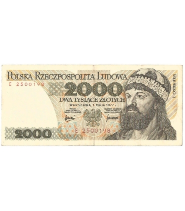 2000 zł Mieszko i Chrobry, 1977, seria F, stan 3-