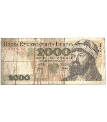 2000 zł Mieszko i Chrobry, 1977, seria B, stan 5