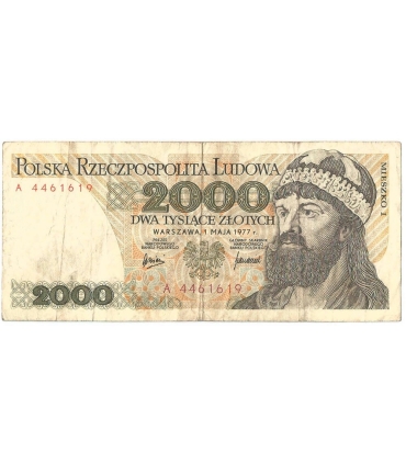 2000 zł Mieszko i Chrobry, 1977, seria A, stan 3-