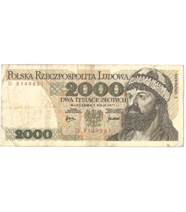 2000 zł Mieszko i Chrobry, 1977, seria D, stan 4