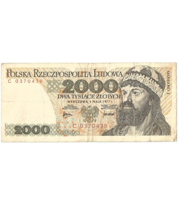 2000 zł Mieszko i Chrobry, 1977, seria C, stan 3-/4+