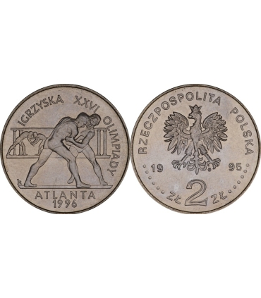2 zł Igrzyska Olimpiady Atlanta 1996 Zapaśnicy, 1995, PIĘKNA