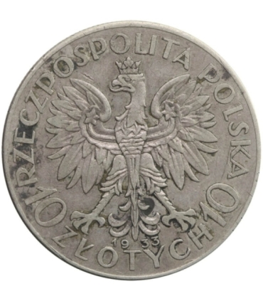 10 złotych Głowa kobiety 1933, stan 3+