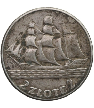2 zł Żaglowiec 1936, stan 3