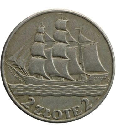 2 zł Żaglowiec 1936, stan 3+