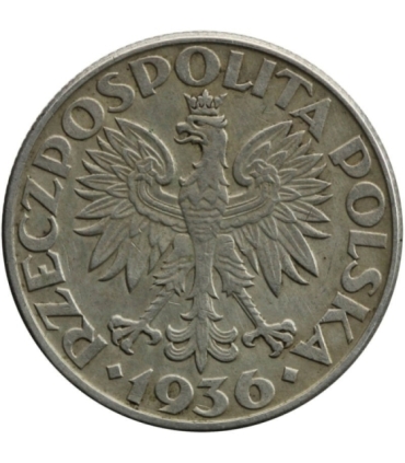 2 zł Żaglowiec 1936, stan 3+