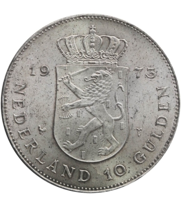 Holandia 10 guldenów, 1970, srebro, Królowa Juliana, st. 2