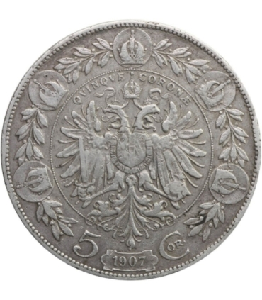 Austria 5 koron, 1907, srebro, st. 3