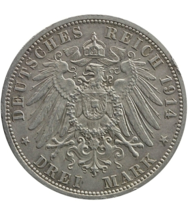 Cesarstwo Niemieckie 3 marki, 1914, st. 2-