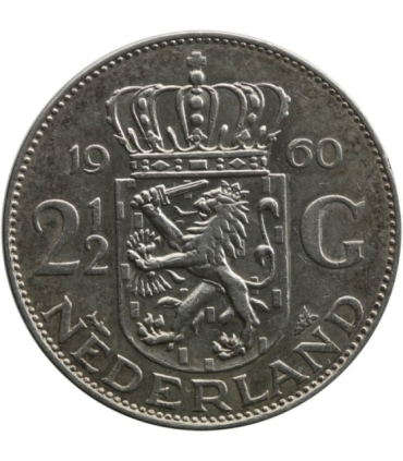 Holandia 2½ guldena, 1960, srebro, st. 3