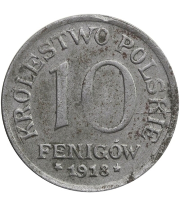Polska, Królestwo polskie, 10 fenigow, 1918