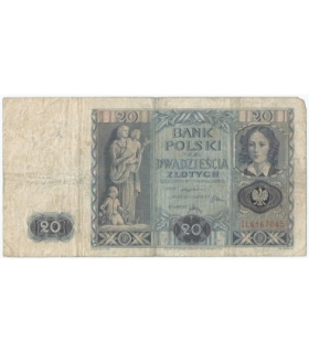 Banknot 20zł, 1936r, seria CL stan 4