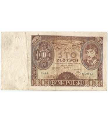 Banknot 100 zł 1932 rok, seria A.E. stan 3-