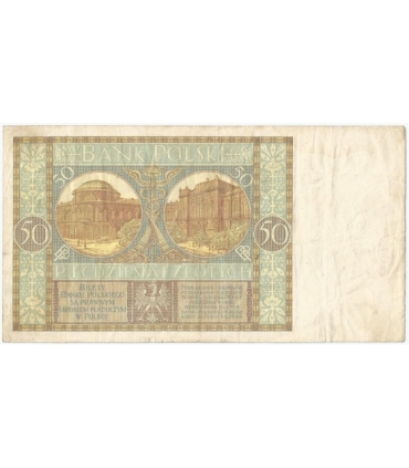 50 złotych 1929 r. stan 3-, seria CA.
