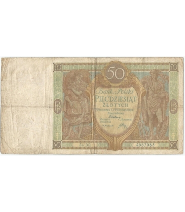 50 złotych 1929 r. stan 3, seria EC.
