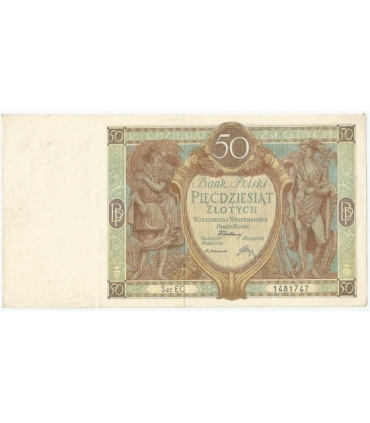 50 złotych 1929 r. stan 3/3+, seria EC.
