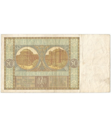 50 złotych 1929 r. stan 3-, seria DM.