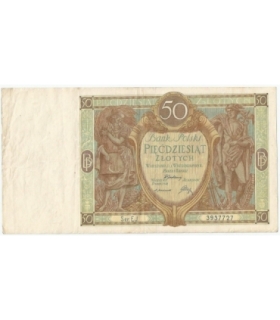 50 złotych 1929 r. stan 3-, seria EJ.