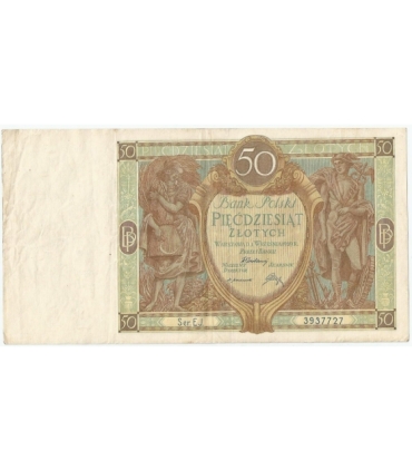 50 złotych 1929 r. stan 3-, seria EJ.
