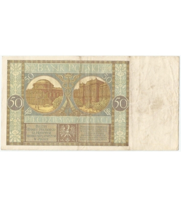 50 złotych 1929 r. stan 3-, seria EJ.