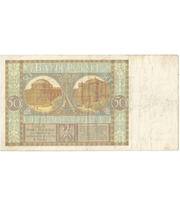 50 złotych 1929 r. stan 3-, seria CA.