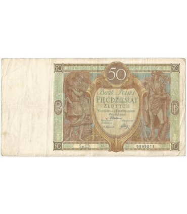50 złotych 1929 r. stan 3-, seria EB. 9999811